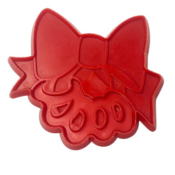 Vintage 1978 Red Bow Cookie Cutter - Five Golden Rings Holiday Imprint - Picture 1 of 5